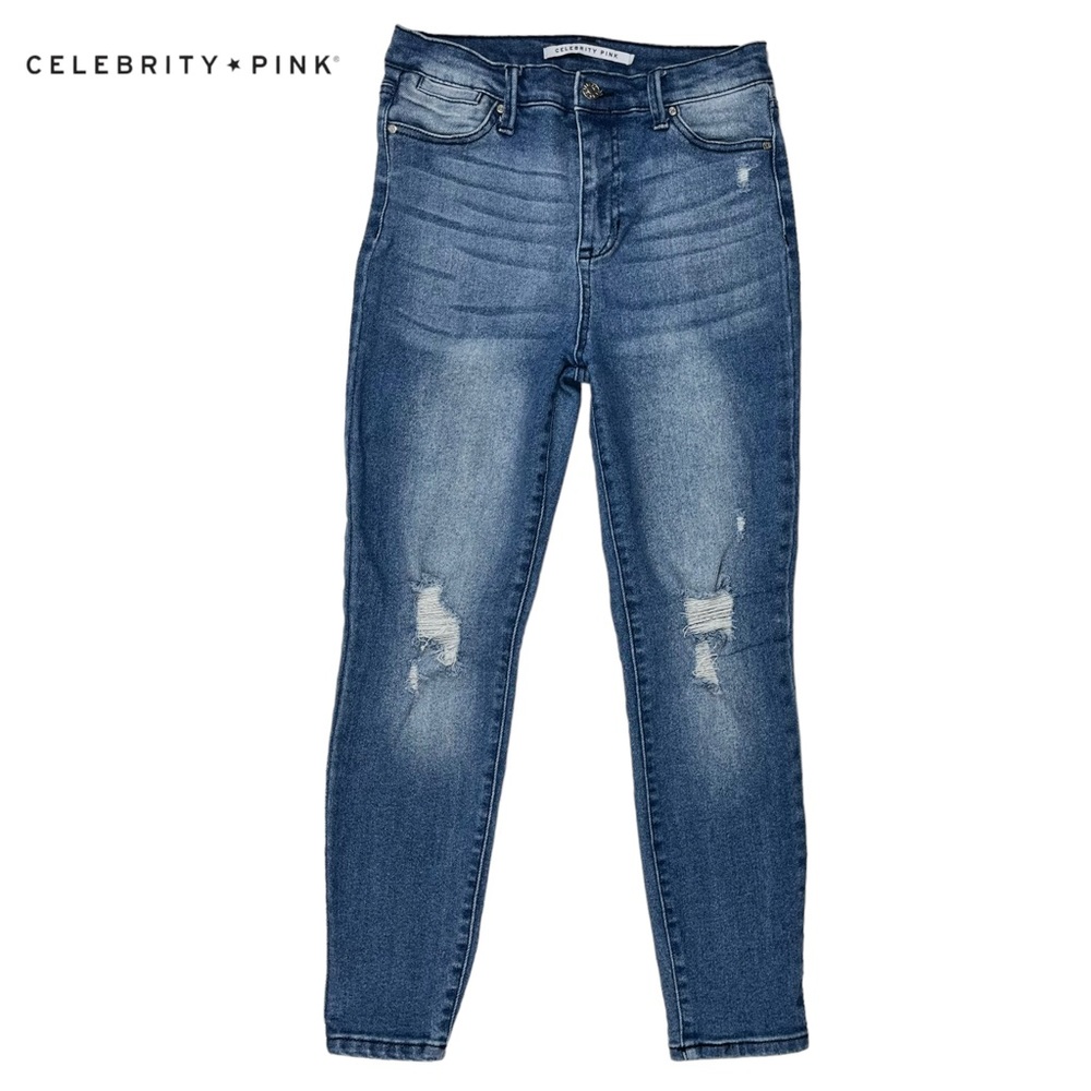 Celebrity Pink | Womens 7/28 | High Rise Ankle Skinny Medium Blue Distress Jeans